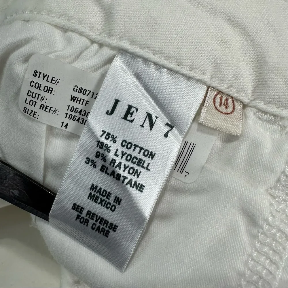 NWT Jen7 for 7 For All Mankind White Jeans Slim Bootcut Size 14
